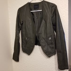 Dark Green Faux Leather Dynamite Jacket